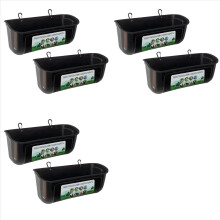 Chicken Goat Hanging Fence Feeder, Water Trough for Deer Duck Dog and Piglets, Goose Waterer Trough Black 6 Pack
