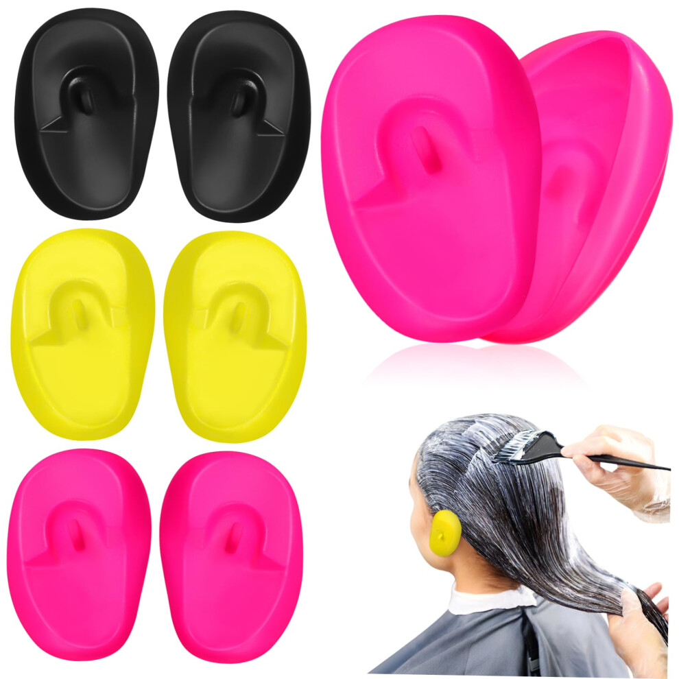 6pcs Hair Dye Ear Covers Waterproof Reusable Ear Protectors for Salon and Home Coloring