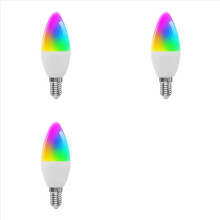 3X Tuya E14 Smart Bulb Dimmable Five-Way Spiral Candle Bulb WiFi RGB Bulb Remote Control and Voice Control 9W