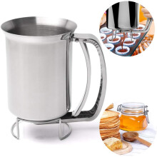 Professional-Grade Stainless Steel Pancake Batter Dispenser, Corrosion-Resistant & Precise Dough Control, Wide Mouth Easy-Fill & Drip-Free Nozzle,