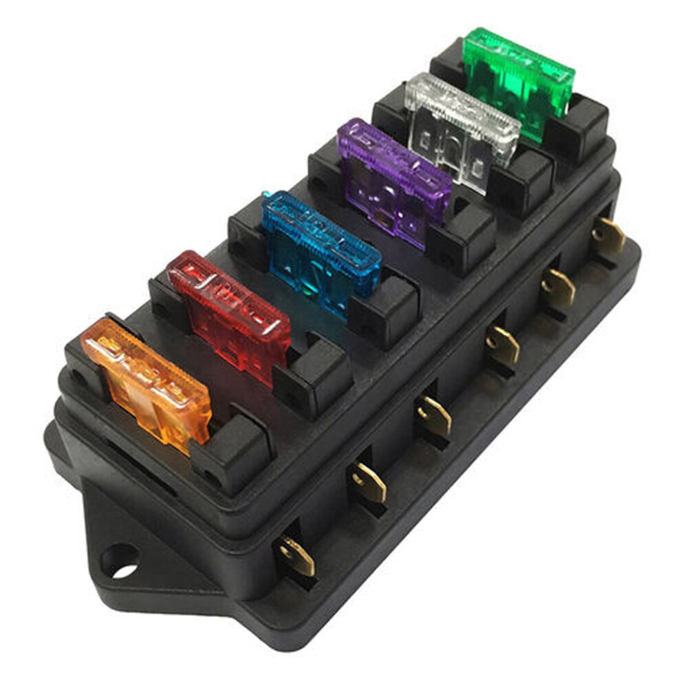 Circuit Blade Block For Automotive & Marine Use, Transparent Plastic Multi-Way Fuse Base Box With Snap-On Cover, Supports 5A-30A Atc Ato Fuses For 9198585146921