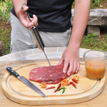 Durable Bbq Accessories, 2-Oz Stainless Steel Meat Injector Kit For Juicy & Yummy Bbq Grilling, Anti-Clog Marinade Needles, 304 Grade Material,