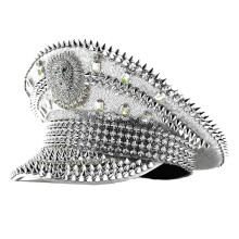 Strass Lion Argent Chapeau Paillettes Marines Chapeau Réglable