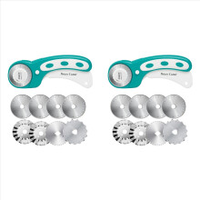 2pcs 45mm Rotary Cutter for Fabric with 16Pcs Rotary Blades, Rolling Fabric Cutter Crochet Edge Skip Blade Perforating