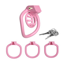 Silicone Grid Style Chastity Cage Dark Pink Adjustable Cock Cage Penis Ring Bondage Lock For Men Size S Gay Sissy