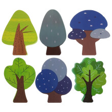 6Pcs Mini Wooden Tree Toy Train Tracks Natural Wood Vividly Painted Accessories For Creative Railway Decor Boys Girls