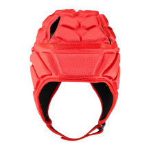 Rugby Helmet Soft Shell Protective Headgear, Adjustable Scrum Cap, Unisex Head Protector, Red, Head Girth 23.5 In