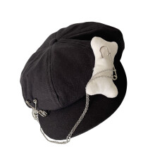 Chapeau de peintre en os, béret, chapeau plat, Bonnet chaud-Noir