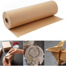 (As show, One size) Roll Brown Kraft Paper Roll Crafts Art Gift Wrap Package Decorative Paper