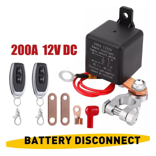 Car Battery Disconnect Switch Remote Control Power Kill Master Isolator Cut Off Switch 200A/12V with Remote Control 1