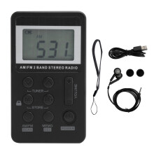 Rádio portátil compacto, mini rádio digital com sintonização FM estéreo e AM de alta qualidade, design portátil para fácil transporte,