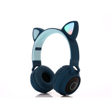 Bluetooth earphone OverEar Headphones Cat Ears Kids Headset Bluetooth 5.0 Foldable HiFi Stereo Blue
