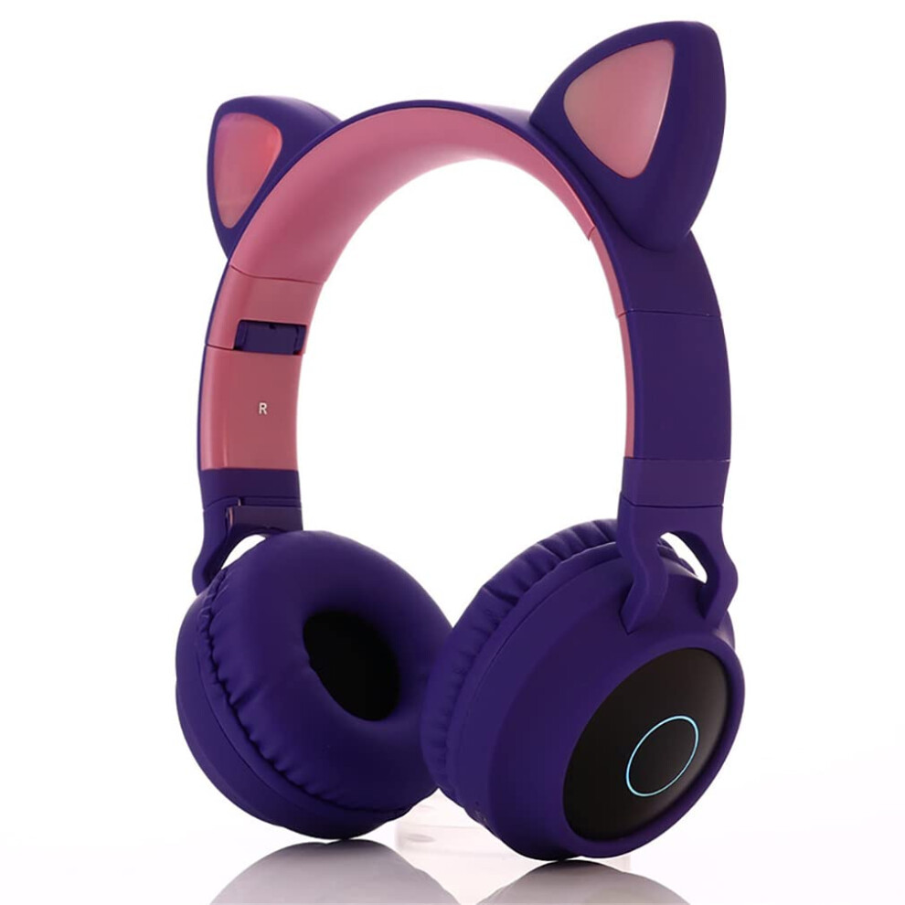 Kids Bluetooth 5.0 Stereo Onear/Overear Headphones, Folding, Builtin Microphone, For Online Learning, Purple 9365049315326