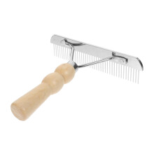 Horse Rake Comb Wooden Handle AntiSkid Grooming Tool For Tail Mane Detangling Deshedding Massager