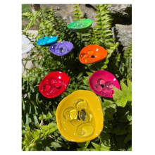 Bee Watering Station with Marbles and Butterfly Feeder, Durable Garden Decor for Outdoor Pollinators