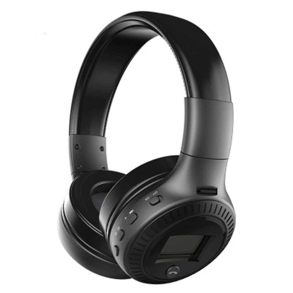 Wireless Bluetooth Onear Headphone Lcd Display Hifi Bass Stereo Headset With Mic Fm Radio Microsd Tf Card Slot Black 9412369367815