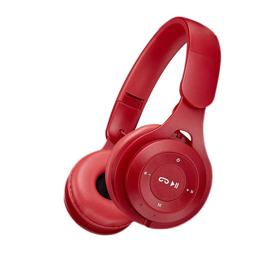 Multifunction Over Ear Headphone M6 Wireless Foldable Headset Macarons Heavy Bass Bluetooth Gaming Headphone Red 9365049316712