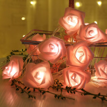Valentines Day Rose Lights 5Ft 10Ft 20Ft Battery Operated Flower String Lights Pink Red White Indoor Outdoor Party