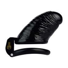 Penis Chastity Cage Black SkinTouch Finish With 4Rings Set Lightweight Cock Cage Kit for Men Size M