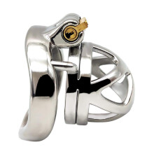 Men's Chastity Belt Short Steel Penis Cage Metal Chastity Set Male Sex Toy(40 mm Ring) Stainless Steel 40 Mm Ring Size