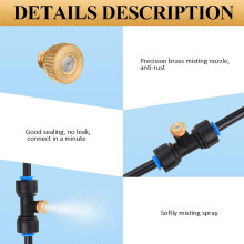 Efficient Outdoor Cooling System with Misting Nozzles Kit, Durable Brass Material for Patio, Deck, and Pool Areas, Cooling Humidifier Function