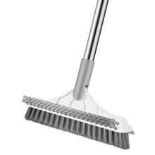 Brosse de nettoyage robuste avec manche réglable, tête de brosse flexible à 120 et poils en forme de V, légère, en acier inoxydable.