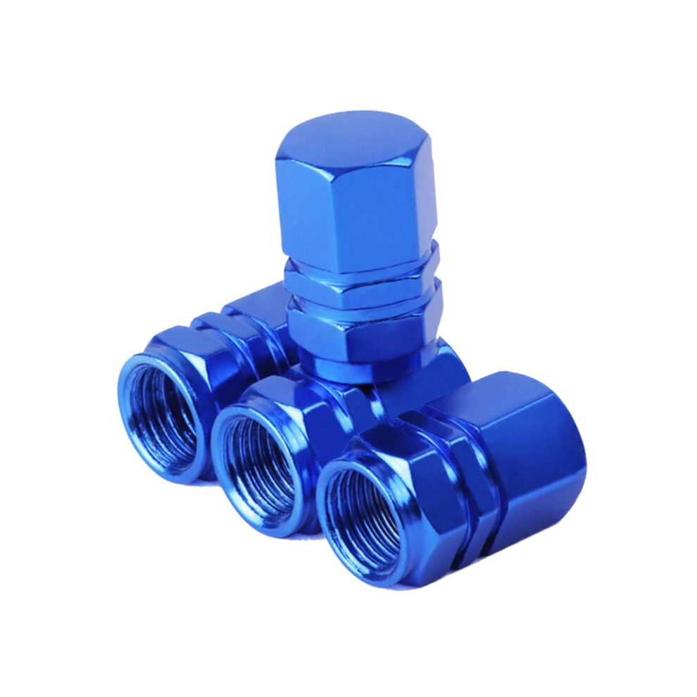 Tyre Valve Caps Aluminum Alloy 4 Pcs Round Style Tire Stem Covers For Most Vehicles Trucks Pickups Easy Install Blue 9412369368898