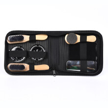 Shoe Shine Kit with Elegant PU Leather Case, Travel Shoe Shine Brush Kit All Inclusive Shoe Shine Bundle, Portable Shoe Shine Kit for Polishing Boots
