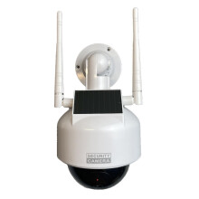 Solar Powered Fake Security Camera with Flashing LED, Realistic Dome for Indoor Outdoor Use