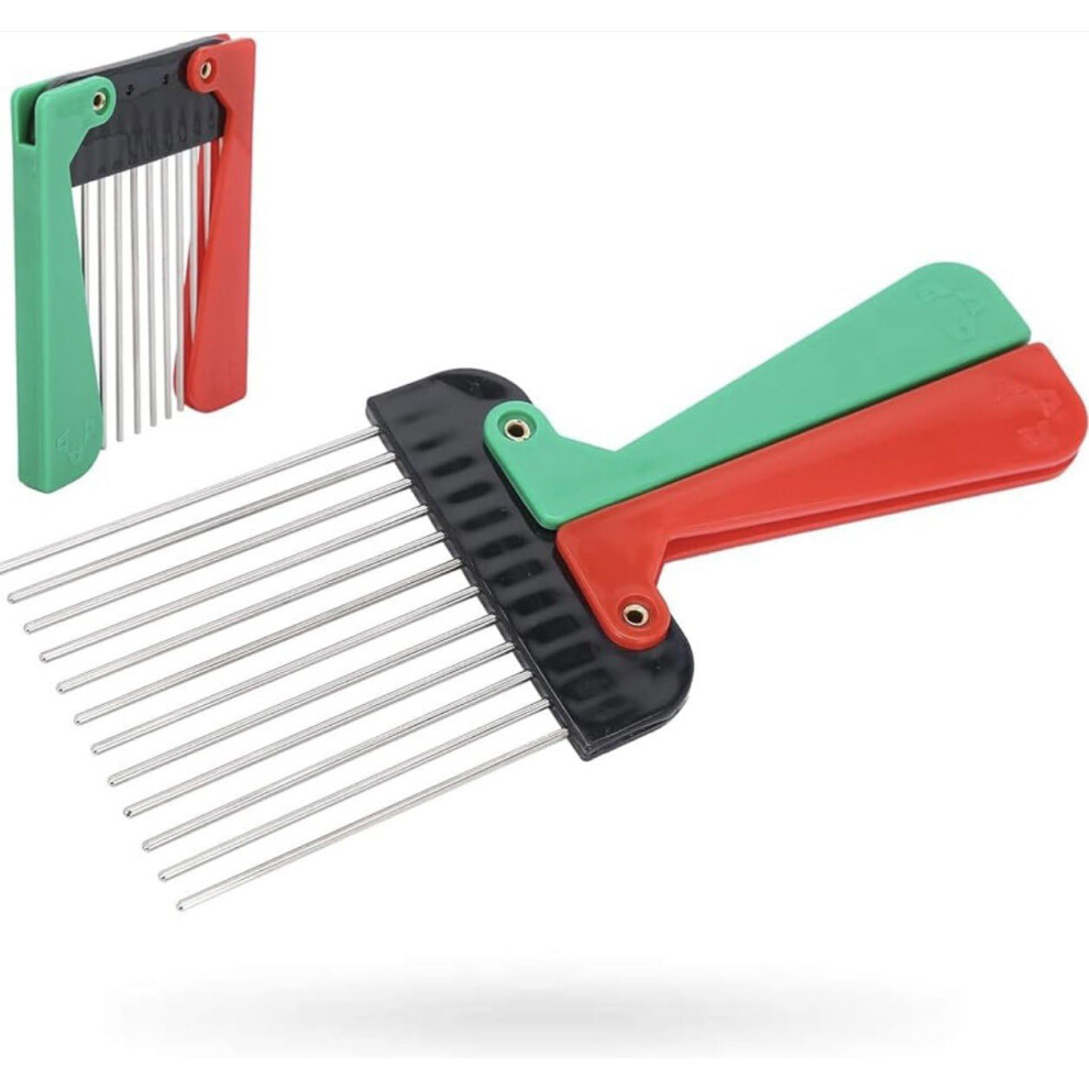 Unisex Afro Hair Pick Comb With Widetooth Detangling And Foldable Handle For Curly Thick Hair
