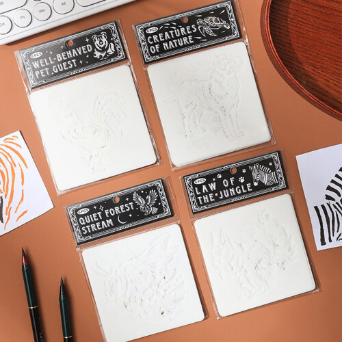 6 Pcs Animal Series Stencils Template-Quiet forest stream 2