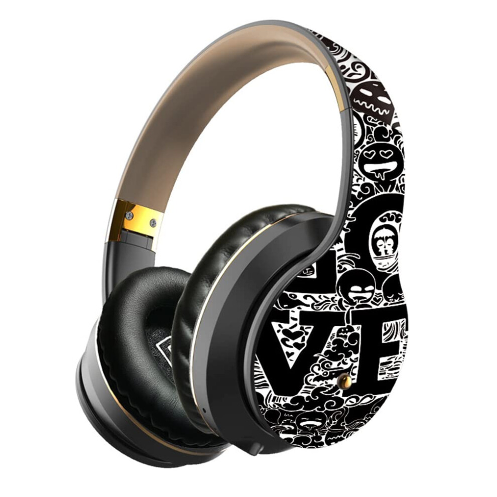 Bluetooth 5.0 Overear Headphones Wireless Hifi Headset With Mic Lossless Hifi Deep Bass Aptx Low Latency Gold 9365049319072