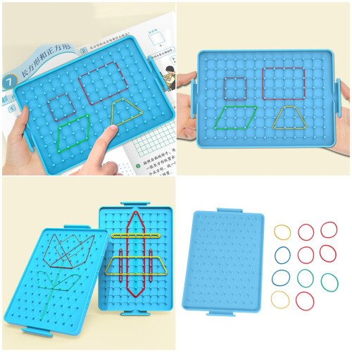 Educational Geometry Pegboard Multipurpose Geoboard Hands-Blue 2