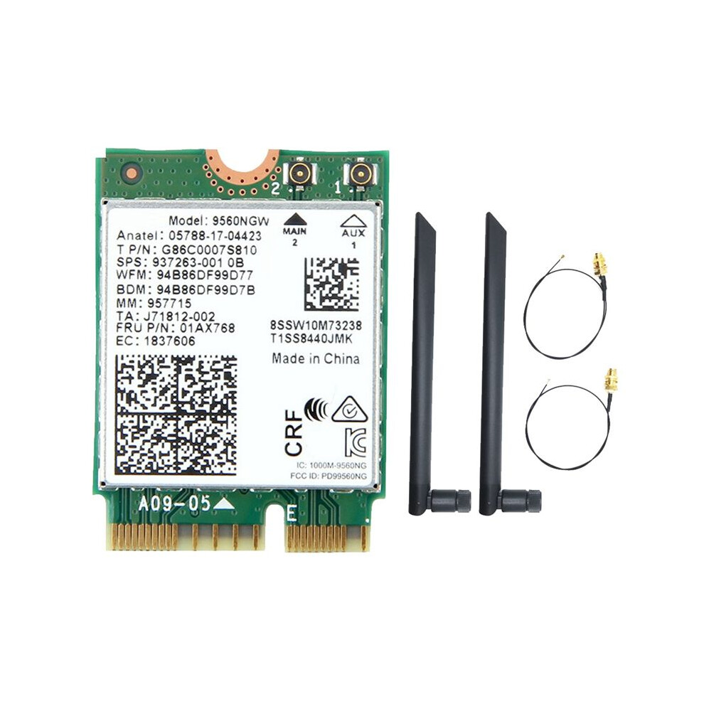 9560Ngw Wifi Card+2Xantenna 1730Mbps Wireless Ac 9560 2.4G+5G Bt 5.0 802.11Ac M.2 Cnvi 9560Ngw Wireless Adapter 4854166039734