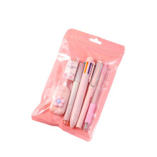 Student Stationeries With Multicolored Ballpoint Pen-Pink