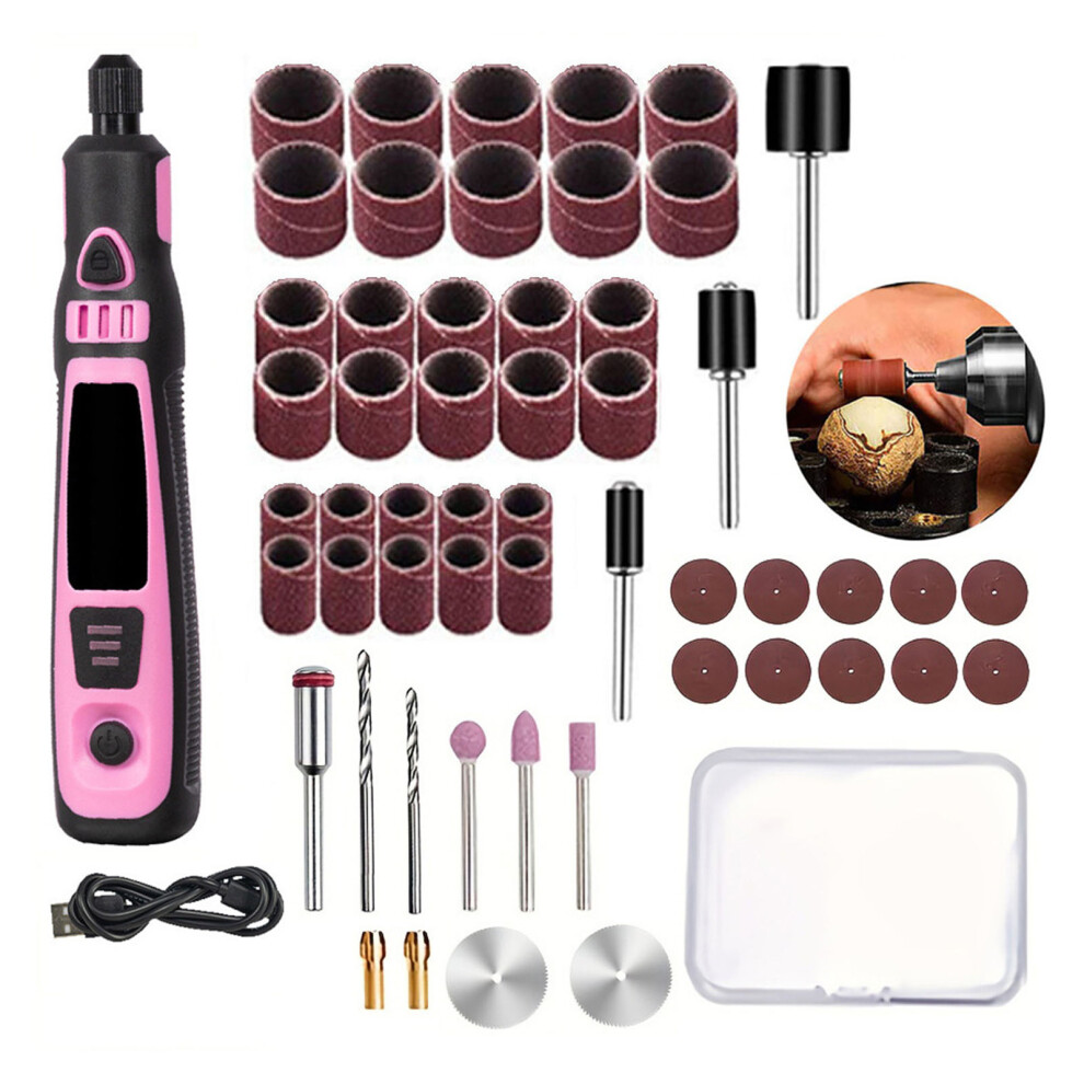 Cordless Rotary Engraving Pen Set 54 Grinding Head 4H-Pink1 7696001237571