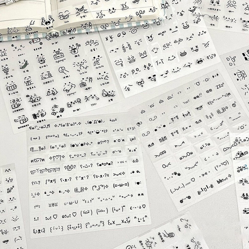 10 Sheets Decorative Sticker Clear Journal Sticker Cartoon