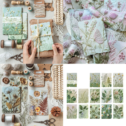 23 Sheets Flower Embossed Paper Decorative Paper Scrapbooking-1 2