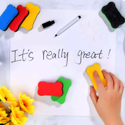 24 Pcs Bone Shape Board Cleaner Whiteboard Eraser-yellow 2
