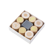 8Pcs Wood Craft Stamp Vintage Scrapbooking Stamp Flower-2