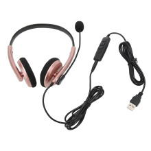 Fone de ouvido HD para comunicação de voz com arco retrátil e microfone giratório, compatível com Skype, Webinars e Call Center.