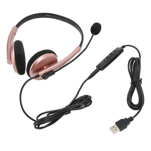 Fone de ouvido HD para comunicação de voz com arco retrátil e microfone giratório, compatível com Skype, Webinars e Call Center. 1