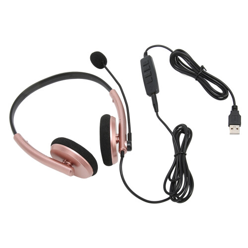 Fone de ouvido HD para comunicação de voz com arco retrátil e microfone giratório, compatível com Skype, Webinars e Call Center. 2