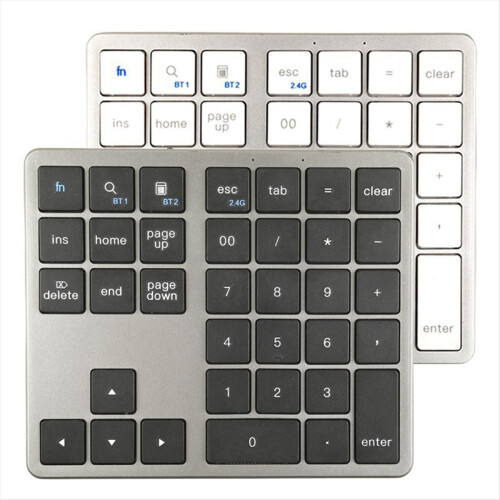 2.4G Bluetooth Number Pad Ultra-Thin Wireless Numpad USB Rechargeable Numeric Keypad for IOS Android Window Black