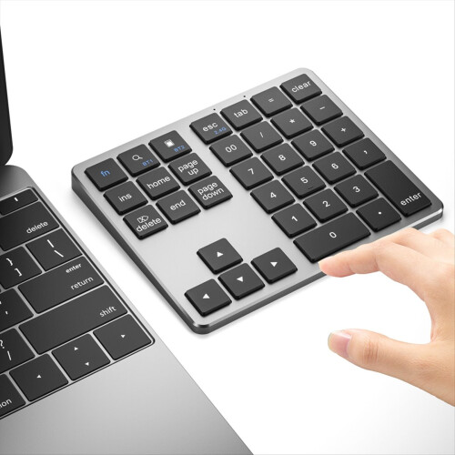 2.4G Bluetooth Number Pad Ultra-Thin Wireless Numpad USB Rechargeable Numeric Keypad for IOS Android Window Black 2