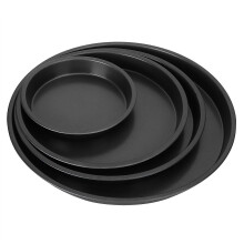 (As show, One size) 4Pcs/Set Pizza Pan Aluminum Alloy Non-Stick Deep Pizza Baking Tray Kitchen Utensils