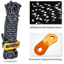Campingseil mit reflektierenden Strängen, verstellbare Spannleinen für Zelte und Planen, 4 mm starkes, hochfestes Nylonseil für den