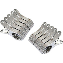 (As show, One size) Outdoor Heavy Duty clothespins 10 Pack Large Stainless Steel Quilt Clips,Beach Towel Clips,Curtain Clamps,Rubber Tipped Metal Clothes