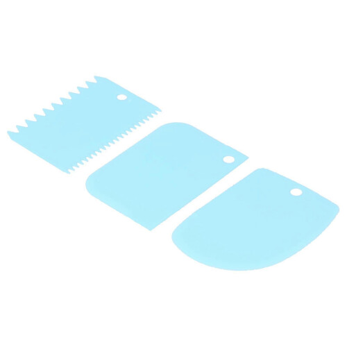 (As show, One size) 3PCS/Set Cake Cream Scraper Dough Pasty Cutters Scraper Kitchen Tool DIY Baking ToolBlue 2
