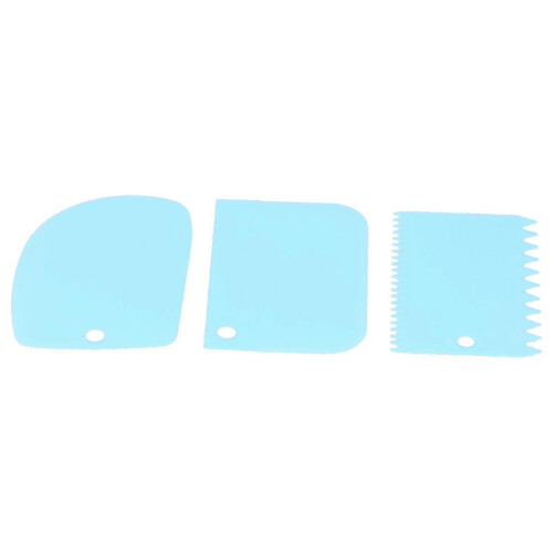 (As show, One size) 3PCS/Set Cake Cream Scraper Dough Pasty Cutters Scraper Kitchen Tool DIY Baking ToolBlue 1